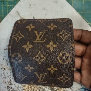 Repurposed 2 pocket card wallet made from an authentic Louis Vuitton bag